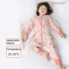 Pajamas Happytobias Summer Baby Sleeping Bags Long Detachable Sleeves Split Leg Sleep Boys and Girls Sack Sleeper Children's Pajamas S16 Z230811