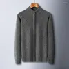 Herrtröjor toppklass Luxury Wool Sticked Cardigans Coat Autumn Winter Thicken Warm Men mode Argyle dragkedja tröja jacka