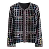 Women's Jackets 2022 Autumn Winter New Fashion Women High Quality Multicolour Plaid Tweed Coat Female Casual Chic Outerwear Jacket J230810
