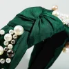 Fabric Headband with pearl Hair Bands Women Hair Hoop Fashion Hair Accessories Yellow/Green/Black/Pink