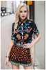 Women's Tracksuits QQ7347 Blended Print Heavy Industry Beaded Shirt And Diamond Shorts Stylish Two-piece Set Summer Autumn Women 2023