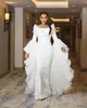 ASO 2023 Augusti Ebi White Mermaid Prom Dress Satin Crystals Evening Formal Party Second Reception Födelsedagsengagemang Klänningar Klänningar Robe de Soiree ZJ789 ES