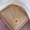 Подвесные ожерелья из нержавеющей стали золотой цвет циркона круглый сердечный колье для женских вечеринок модные украшения