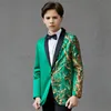 Костюмы Boy's Green Sequin Wedding для детской шаль лацэкфанты дети формальная вечеринка выпускной вечер 2 шт.