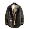 Brand Casual Jacket Men Plaid Flannel Shirt Long Sleeves Vintage Business Jacket Single-breasted 2023 New Autumn Plus Size M-5XL