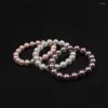 Strand Gifts Shell Beads Rosa/Roxo/Branco Cor Simulada Pérola 10mm Bangles Acessórios de Moda Jóias Pulseiras