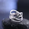 Bröllopsringar Gem's Ballet 925 Sterling Silver Criss-Cross Finger Ring Ov 5x7mm Natural Milky Blue Moonstone Gemstone Rings Gift till sin 230810