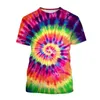 Herr t-skjortor gradient färg tie-dye mönster tryck 3d skjorta män och kvinnor spiral cirkel unisex mode o hals casual t-shirt