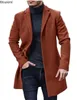 Herrjackor 2023 Autumn Winter Long Sleeve Lapel Single Breasted Jacket Woolen Solid Button Coats Casual Loose Men Simple 230810