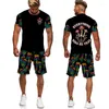 Tute da uomo 2023 Primavera Estate 3D Stampato Girocollo T-Shirt a maniche corte Pantaloncini casual Materiale in poliestere Street Fashion Uomo Daily Set