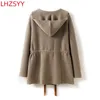 Women's Jackets LHZSYY 100 Pure Cashmere Coat FallWinter Hooded Large Size Cardigan HighEnd Thicken Hoodie Knit Casual Female Jacket 230809