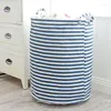 Storage Baskets Stripes Dirty Clothes Bucket Foldable Laundry Basket For Bathroom Durable Toy With Handle Home