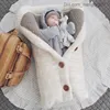 パジャマの赤ちゃん冬の厚いニット寝袋の模倣カシミアライニング寝袋Z230811