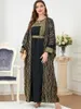 Etnische Kleding Abaya 2pc Voor Vrouwen Dubai Luxe 2023 Chiffon Boubou Moslim Mode Jurk Caftan Marocain Bruiloft Gelegenheden Djellaba