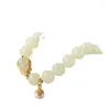 Link Armbanden Natuurlijke Een Jade Kalebas Armband Witte Parel Handstring Ronde Kralen Cadeau Voor Vriendin En Vrouw