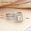 Bröllopsringar She 925 Sterling Silver Wedding Jewelry Bridal Ring Set for Women 3,5 CT Imitation Diamond Princess Cut AAAAA Cubic Zircon 230810