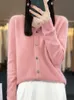 Women s Knits Tees Aliselect Long Sleeve Women Knitwear Cashmere Knit 100 Pure Merino Wool Spring Autume O Neck Top Cardigan Sweater Clthing Coat 230809