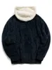 Sweats à capuche pour hommes Sweats à capuche Colorblock Fluffy Sweat Streetwear à capuche Automne Hiver Pull chaud Sweats avec poche kangourou 230809