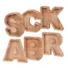 Garrafas de armazenamento Madeira de faia 26 letras em inglês Cofrinho Frasco de madeira Vidro acrílico sólido Infantil
