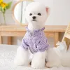 Vestuário para cachorro coreano roxo camisa de duas peças gatinho outono fofo princesa xícara de chá inverno roupas quentes