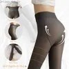 Socks Hosiery Winter warmth insulation wool lining tight fitting women's hot stockings pantyhose long legs high waist elastic fake transparent tight pants Z230810