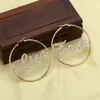 Hoop Huggie 40mm-100mm Crystal Name Earrings Nameplate Custom Hoop Earring for women Wedding Dubai Trendy Earrings boucle d'oreille femme 230809