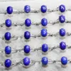 웨딩 반지 5rings AKAC 약 8*10mm 천연 청 가피 Lazuli 조절 가능한 흰색 구리 링 도매 무작위로 230810