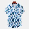 Herr t-skjortor chic strandskjorta anti-pilling lapel svett absorberande sommar kokosnöt träd tryckta hawaiian män mångsidig