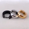 Boucles d'oreilles créoles hommes femmes cercle rond couleur or noir acier inoxydable Surface lisse Huggie bijoux