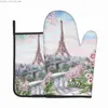 Fantasy Eiffel Tower Paris Romantic French Oven Gloves and Pot Holder Set Heat Resistant and Non slip Kitchen Gloves Heat Pads Z230810