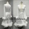 Women's Sleepwear LO&LI Summer White Bridal Robe Wedding Luxury 2023 Chiffon With Lace Long Dress Pregnant Poshoot Vestido Elegant Custom