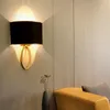 Lampa ścienna tkanina abażur lampy salonu e27 złoty chrome metalowy sconce do łóżka do jadalni nowoczesna atmosfera