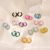 Boucles d'oreilles cerceau à la mode coloré émail en acier inoxydable rond Huggie petite taille pour les femmes étanche boucle d'oreille bijoux en gros