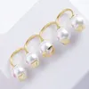 Double Pearls Open Ring Set Women Classic 18K Gold-Plated Simple Pearl Ring Luxury Fancy Classy Personalized Accessories