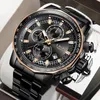 Montre-bracelets Lige Men Montres Date étanche Horloge de marque Luxury Large Cadran Watch For Chronograph Stain en acier inoxydable Quartz 230809