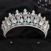 Bijoux de cheveux de mariage Opale Princesse Couronne Reine Royale Vert Cristal Diadèmes Mariée Chapeaux Baroque Rétro Tête De Mariée Accessoires 230809