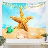 Tapissries Starfish Seashells Tapestry Sea Creatures Tapestry Beach Blue Ocean Tapestry Wall Hanging Bedroom vardagsrum sovsal dekoration R230810