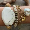 Strand BM45871 Amazonite Coconut Wood Discs Pärlade armband Stackande smycken