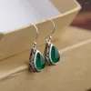 Dangle Earrings Real 925 Sterling Silver Color Heart Drop For Women Vintage Earring Green Stone Red Cubic Zircon Fashion Jewelry Gifts