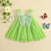 Girl's Dresses baby 6M-4Y Toddler Girls Tulle Dress Green Sleeveless Princess Butterfly Decor Dresses For Girls Birthday Party