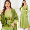 女性のためのエスニック衣類アバヤ2PCドバイ贅沢2023シフォンブーブイスラム教徒のファッションドレスcaftan marocainウェディングパーティーの機会djellaba