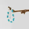 Boucles d'oreilles de collier Set à la mode des perles blanches bleues bijoux de chaîne à la main pour les femmes Natural Ewater Pearl Giftproof