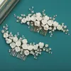 Wedding Hair Jewelry 2023 Pearl Porcelain Flower Comb Po Bride Headwear Handmade Accessories Wholesale 230809