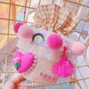 Backpacks Korean Style Colorful Lace Beach Bag For Children Tulip Vanilla Hat Bucket Summer Weave Handbag Kids Bags Accessories 230810