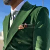 Garnitury męskie Blazers Green Corduroy Męskie garnitury formalne impreza męska sukienka Tailore wykonana z podwójnie piersi blezer zestawy przystojny mężczyzna 2 sztuki kurtka 230809