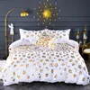 Sängkläder sätter White Luxury European Royal Gold Brodery Set 3D Däcke Cover Bed Sheet Single Double Queen Size Bed Bead Pudowcases 230809