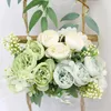 Dekorative Blumen, 27 cm, Pfingstrose, künstlerisches DIY-Dekor, handgemachte gesponnene Seide, einfacher Stil, Fake für Hochzeit, Garten, Heimdekoration