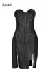 Casual Dresses Elegant Women Summer Black Sexy Sleeveless Design Long Leather Dress 2023 Zipper Celebrity Club