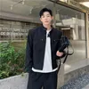 Męskie kurtki jesienne w stylu koreański spersonalizowany stojący kołnierz kurtki dla mężczyzn menuSual Loose Black White Jacket MXL 230810