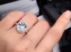 Кластерные кольца e422 Аквамариновое кольцо Fine Jewelry Pure 18k Gold Natural 5.2ct Blue Gemstones для женщин подарки на день рождения подарки